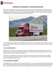 5 Reasons to Consider a Truck Driving Career