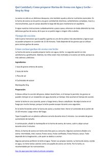 Qué Cantidad y Como preparar Harina de Avena con Agua y Leche - Step by Step
