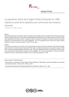 La population active de la région Poitou-Charentes en 1962 d après la carte de la répartition par communes des secteurs d activité  - article ; n°1 ; vol.57, pg 43-55