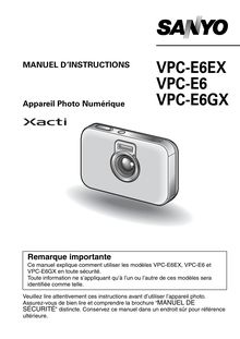 Notice Appareil Photo numériques Sanyo  VPC-E6
