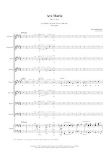 Partition , Ave Maria, Kirchenmusik, Op.23, Mendelssohn, Felix