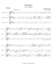 Partition complète, trompette Trio en C major, C major, Rondeau, Michel