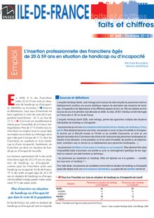  L insertion professionnelle des Franciliens âgés  de 20 à 59 ans en situation de handicap ou d incapacité