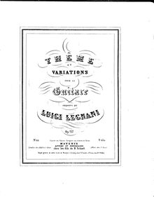 Partition complète, Theme et Variations pour guitare, Op.237, Legnani, Luigi