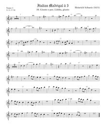 Partition ténor viole de gambe 1, octave aigu clef, italien madrigaux par Heinrich Schütz