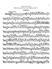 Partition basson 1, 2, Piano Concerto No.3, C Minor, Beethoven, Ludwig van