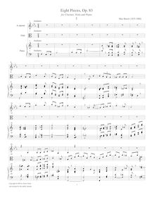 Partition , Andante, 8 pièces pour clarinette, viole de gambe et Piano