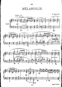 Partition , Melancholy (G minor), 4 pièces, Nápravník, Eduard