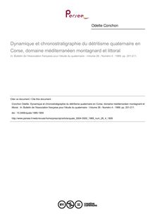 Dynamique et chronostratigraphie du détritisme quaternaire en Corse, domaine méditerranéen montagnard et littoral  - article ; n°4 ; vol.26, pg 201-211