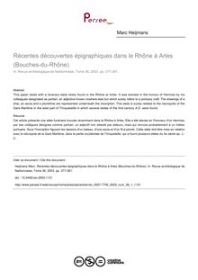 Récentes découvertes épigraphiques dans le Rhône à Arles (Bouches-du-Rhône) - article ; n°1 ; vol.36, pg 377-381