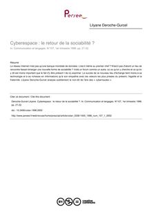 Cyberespace : le retour de la sociabilité ? - article ; n°1 ; vol.107, pg 21-32