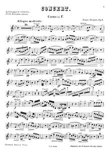 Partition cor , partie, cor Concerto, Op.8, Strauss, Franz