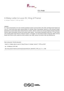 A Malay Letter to Louis XV, King of France - article ; n°1 ; vol.17, pg 49-61