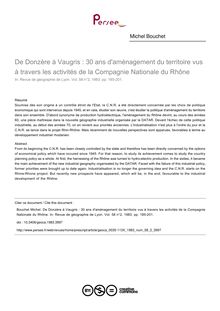 De Donzère à Vaugris : 30 ans d aménagement du territoire vus à travers les activités de la Compagnie Nationale du Rhône - article ; n°2 ; vol.58, pg 185-201