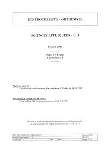 Sciences appliquées 2004 BTS Prothésiste orthésiste