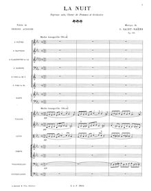 Partition complète, La nuit, Op.114, E♭, Saint-Saëns, Camille par Camille Saint-Saëns