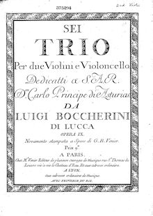 Partition violon 2, Sei trio per due violini, Boccherini, Luigi par Luigi Boccherini