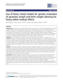 Use of linear mixed models for genetic evaluation of gestation length and birth weight allowing for heavy-tailed residual effects