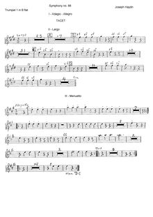 Partition trompette 1 en B♭, Symphony No.88 en G major, Sinfonia No.88