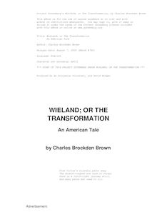 Wieland: or, the Transformation, an American Tale