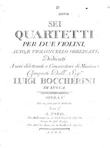 Partition viole de gambe (alternate scan), 6 corde quatuors, G.159-164 (Op.2)