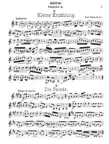Partition violon 2 , partie, 6 Charakterstücke für die Jugend, Op.50