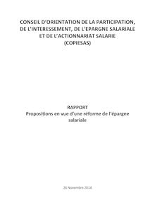 Rapport épargne salariale du Copiesas du 26-11-2014