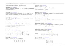 Sujet : Algèbre, Polynôme en une indéterminée, Relations entre racines et coefficients