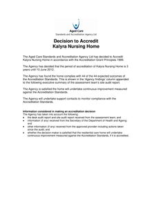 AC I1.1 Published decision - decision to accredit - site audit