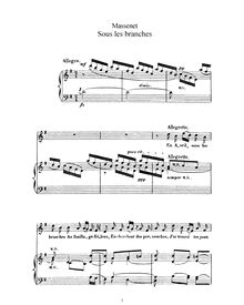Partition complète (G Major: haut voix et piano), Sous les branches par Jules Massenet