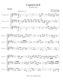 Partition complète, Capricio pour 3 trompettes, E major, Rondeau, Michel