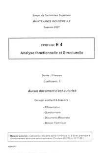 Analyse fonctionnelle et structurelle 2007 BTS Maintenance industrielle