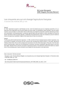 Les cinquante ans qui ont changé l agriculture française - article ; n°1 ; vol.255, pg 14-20