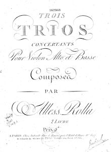 Partition violon, 3 Concertant corde Trios, Rolla, Alessandro