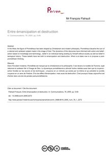 Entre émancipation et destruction - article ; n°1 ; vol.78, pg 5-49
