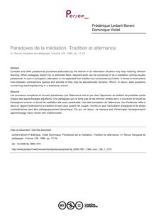 Paradoxes de la médiation. Tradition et alternance - article ; n°1 ; vol.128, pg 17-24