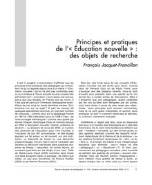Principes et pratiques de l’« Éducation nouvelle » : des objets de recherche - article ; n°1 ; vol.153, pg 5-12