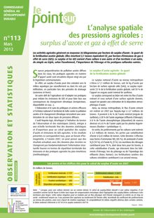 L analyse spatiale des pressions agricoles : surplus d azote et gaz à effet de serre.