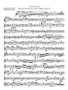 Partition clarinette 1, 2 (B♭), Piano Concerto No 1 en G Minor, G Minor