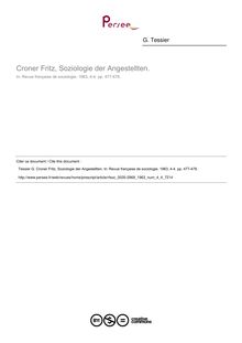 Croner Fritz, Soziologie der Angestellten.  ; n°4 ; vol.4, pg 477-478