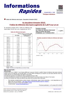 Indice de référence des loyers - Deuxième trimestre 2013 - INSEE