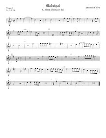 Partition ténor viole de gambe 1, octave aigu clef, Il terzo libro de madrigali a cinque voci nuovamente composto & dato en luce par Antonio Cifra