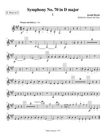 Partition cor 2 (F), Symphony Hob.I:70, D major, Symphony VII, Haydn, Joseph