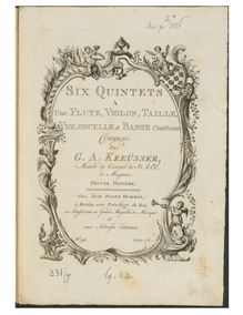 Partition flûte, 6 quintettes, Kreusser, Georg Anton