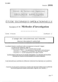 Méthodes d investigation 2006 BTS Géologie appliquée