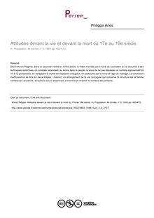 Attitudes devant la vie et devant la mort du 17e au 19e siècle - article ; n°3 ; vol.4, pg 463-470