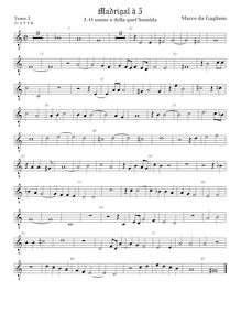 Partition ténor viole de gambe 3, octave aigu clef, Madrigali a cinque voci, Libro 1 par Marco da Gagliano