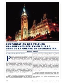 L'EXPORTATION DES VALEURS CANADIENNES RÉFLEXION SUR LE SENS DE LA ...