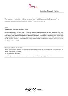 Temps et histoire. « Comment écrire l histoire de France ? » - article ; n°6 ; vol.50, pg 1219-1236