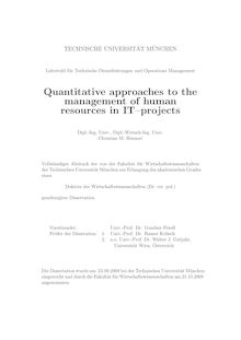 Quantitative approaches to the management of human resources in IT-projects [Elektronische Ressource] / Christian M. Heimerl
